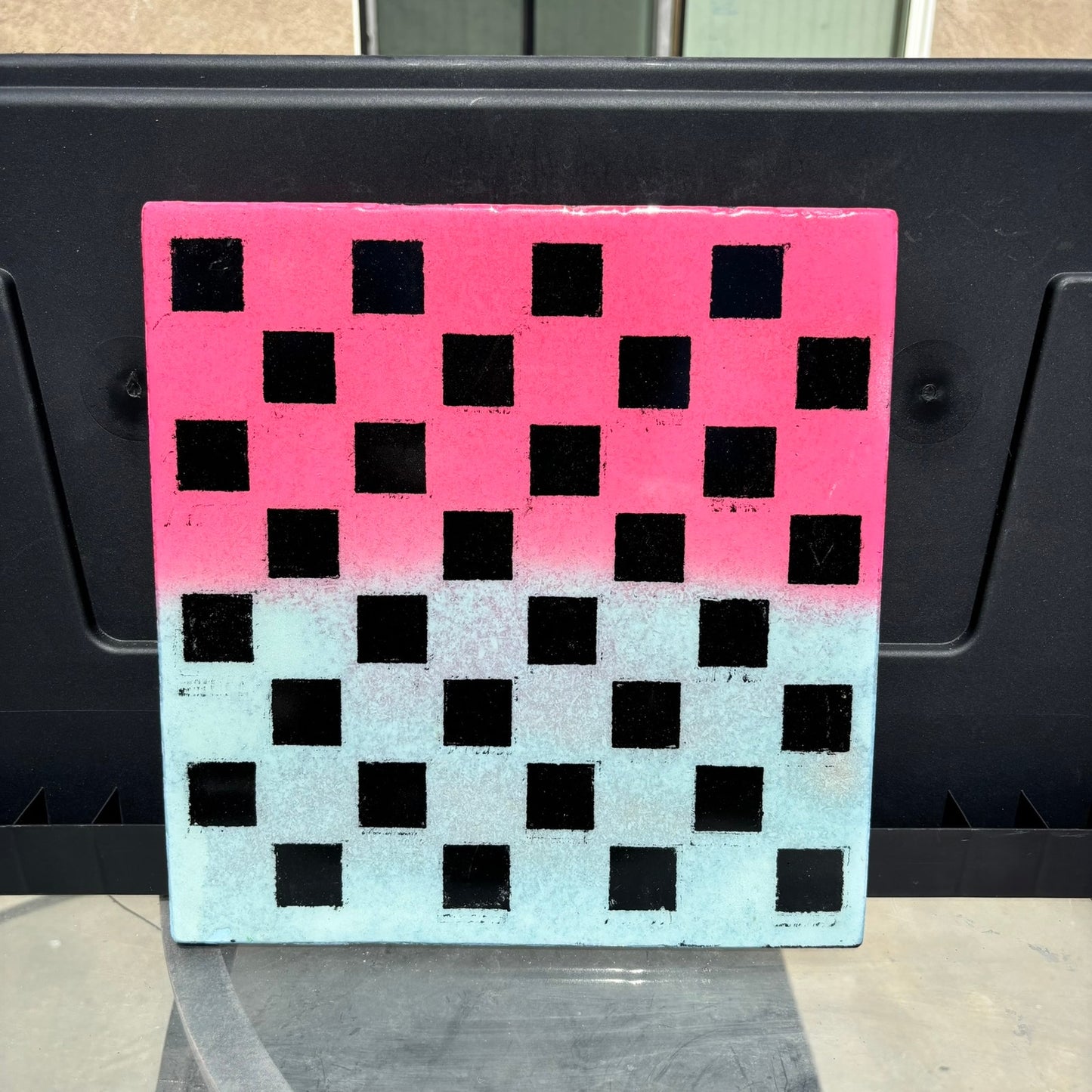 Pink Blue Color Mix - Resin Coated Chess Board