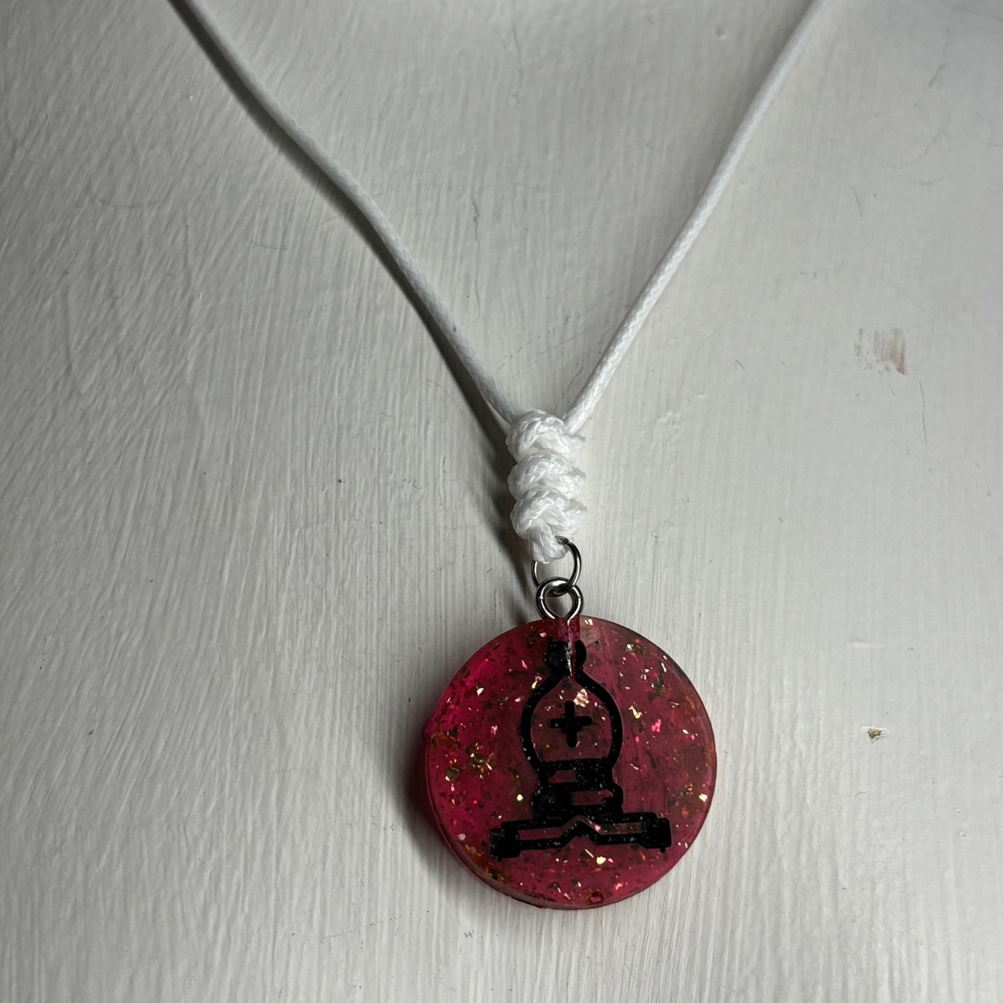 Red Crystal Bishop - Handmade Resin Chess Necklace