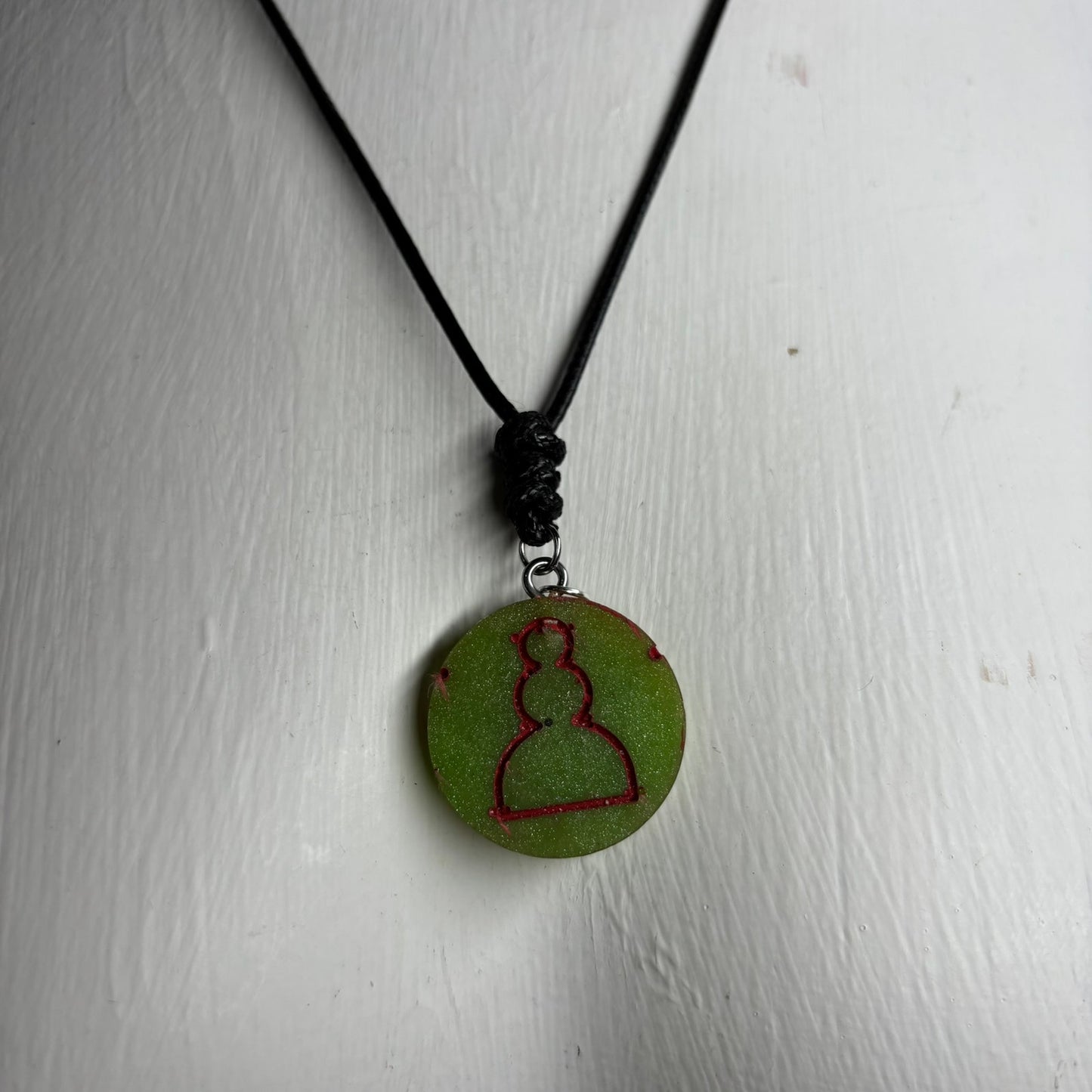 Simple Green Pawn - Handmade Resin Chess Necklace