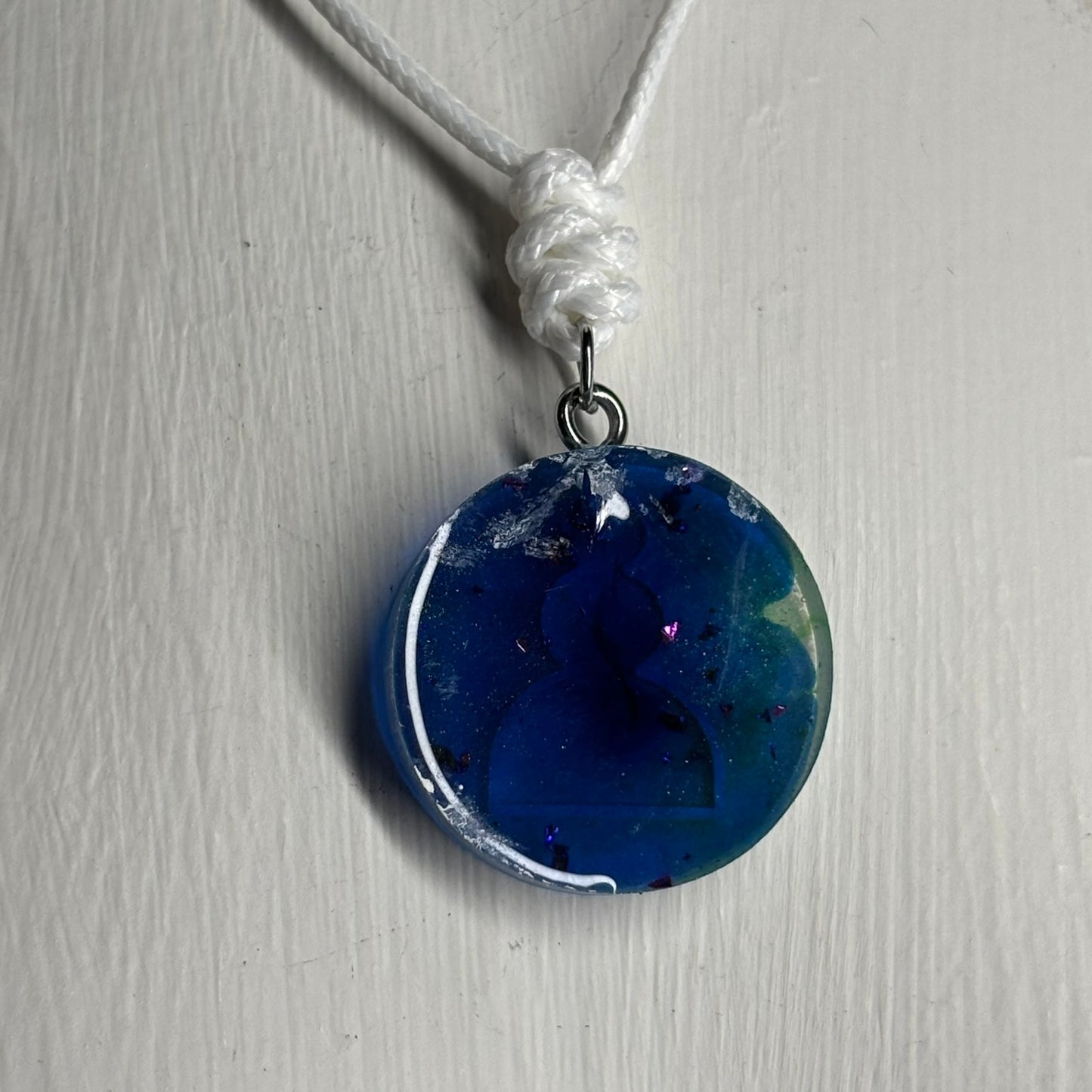 Brushed Blue Pawn - Handmade Resin Chess Necklace
