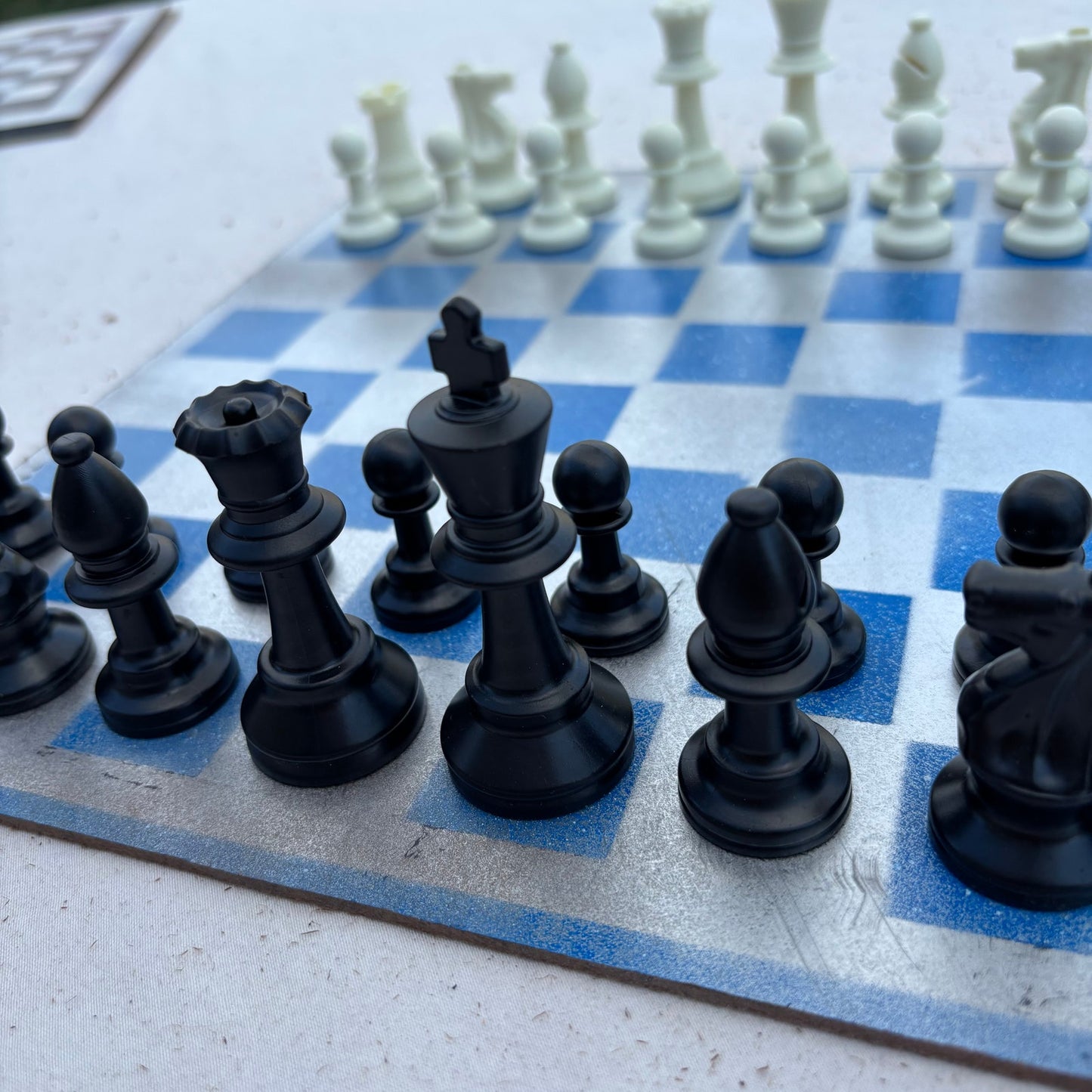 Silver & Blue - Painted Chess Set