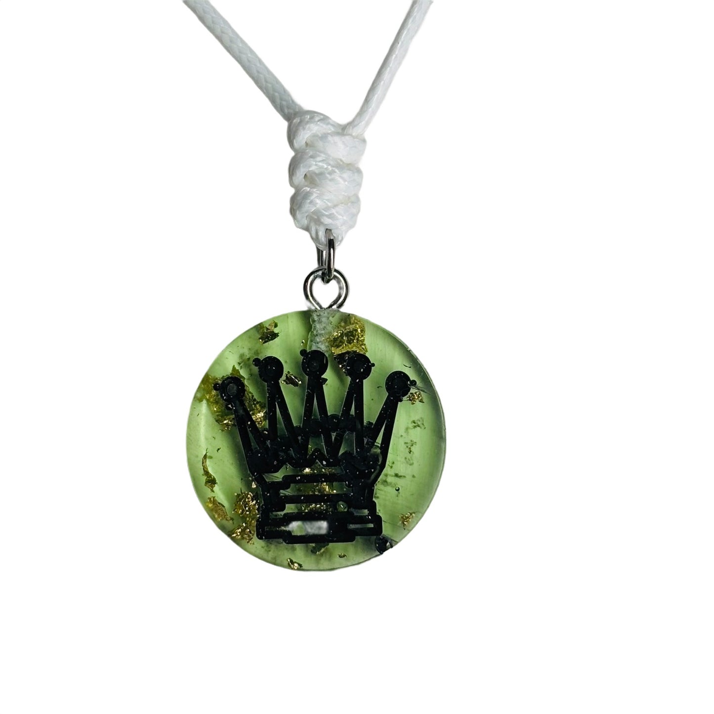 Splendid Green Queen - Handmade Resin Chess Necklace