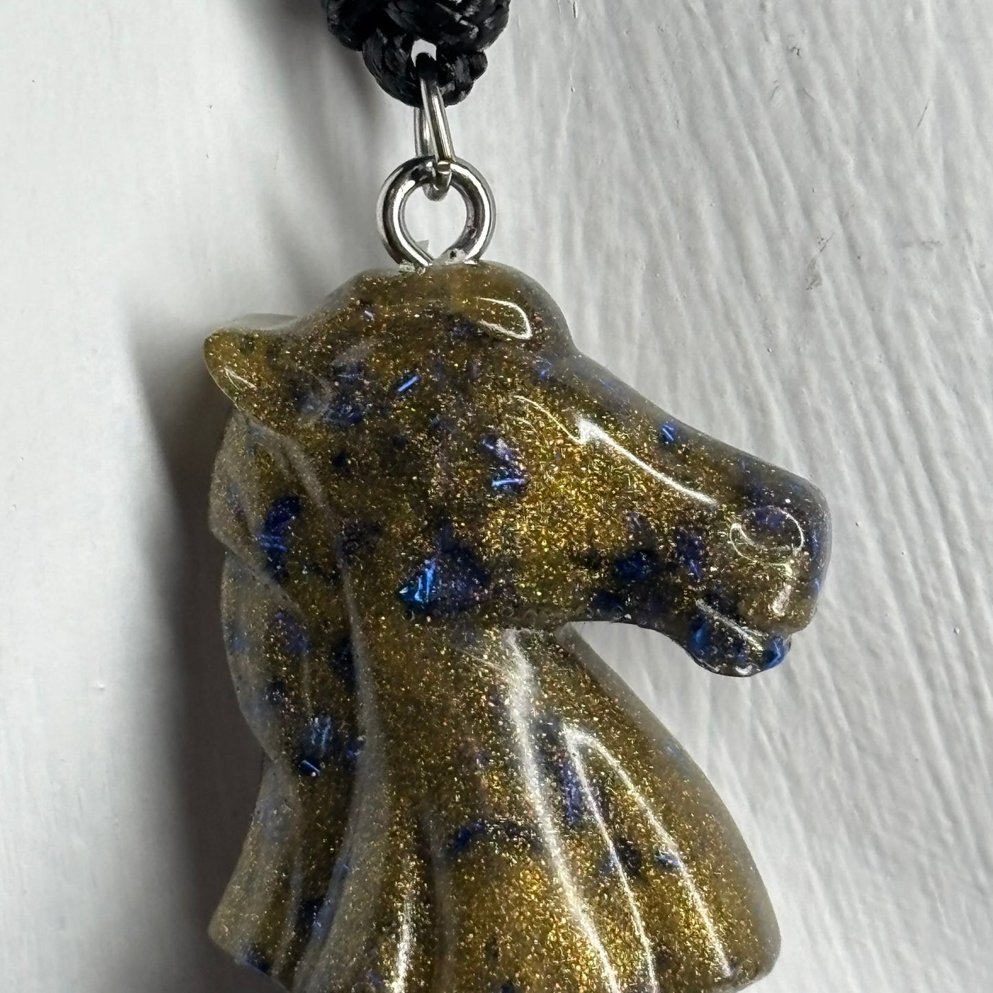 Dark Green Knight - Handmade Resin Chess Necklace
