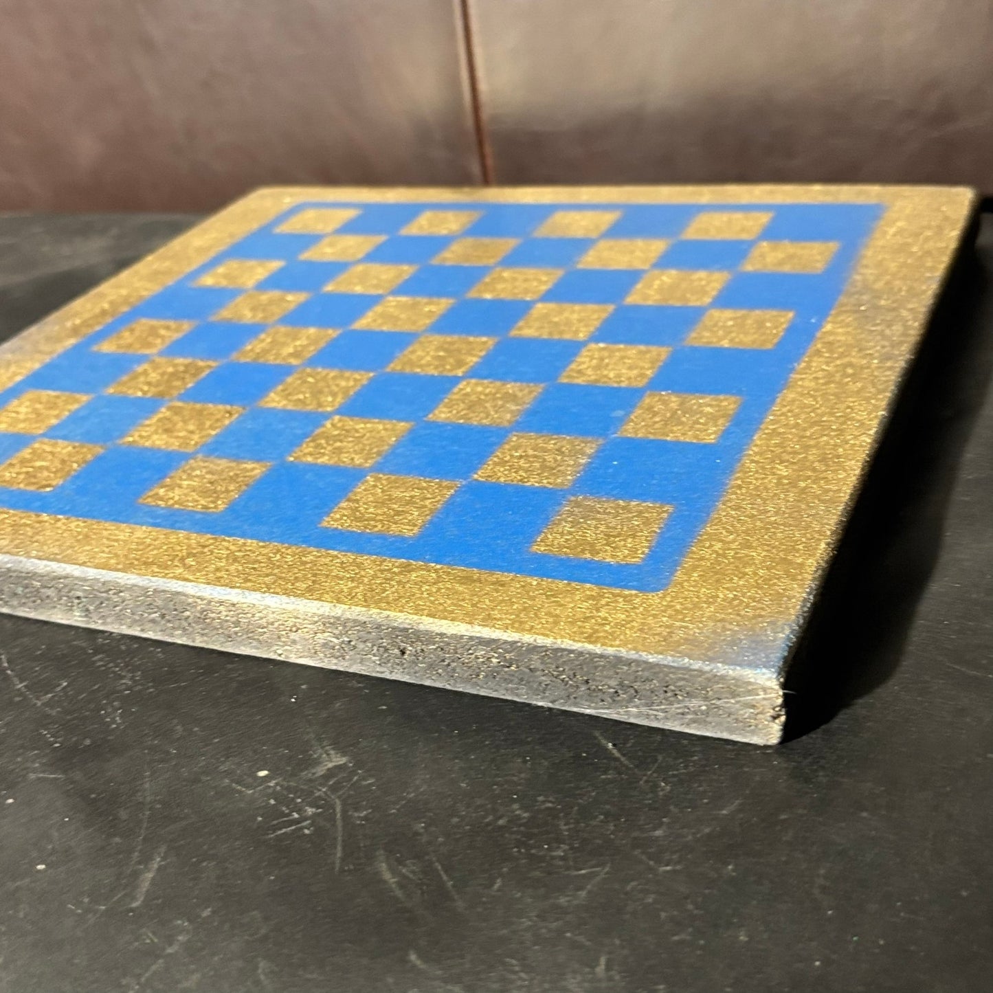 Blue Gold - Painted Chess Board