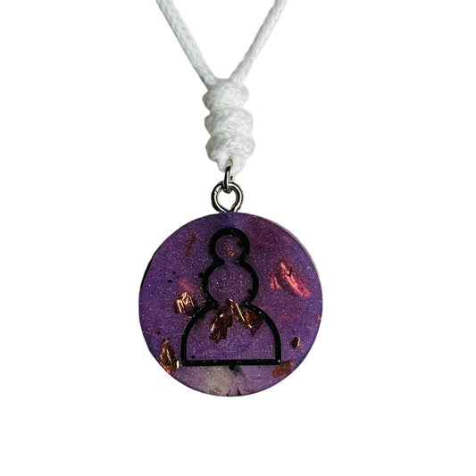 Iced Purple Pawn - Handmade Resin Chess Necklace