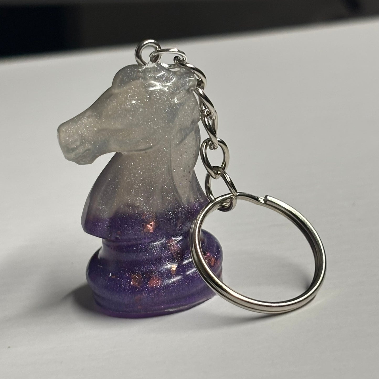 White & Purple Knight - Handmade Resin Keychain