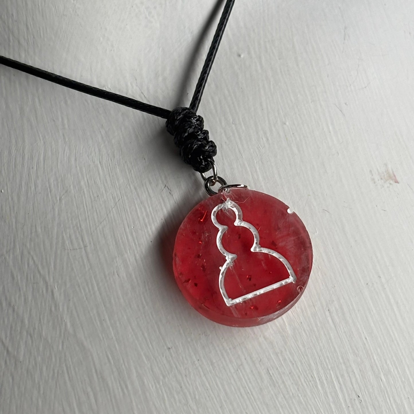 Red Pawn - Handmade Resin Chess Necklace