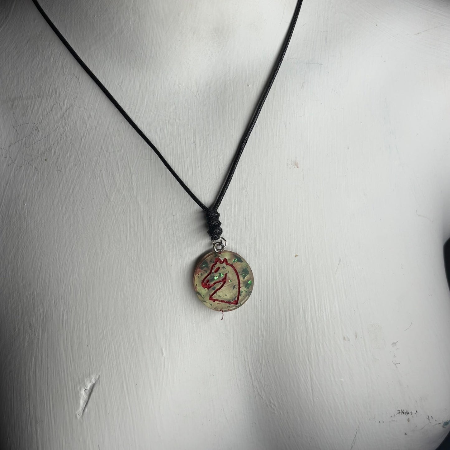 Dirty Green Knight - Handmade Resin Chess Necklace