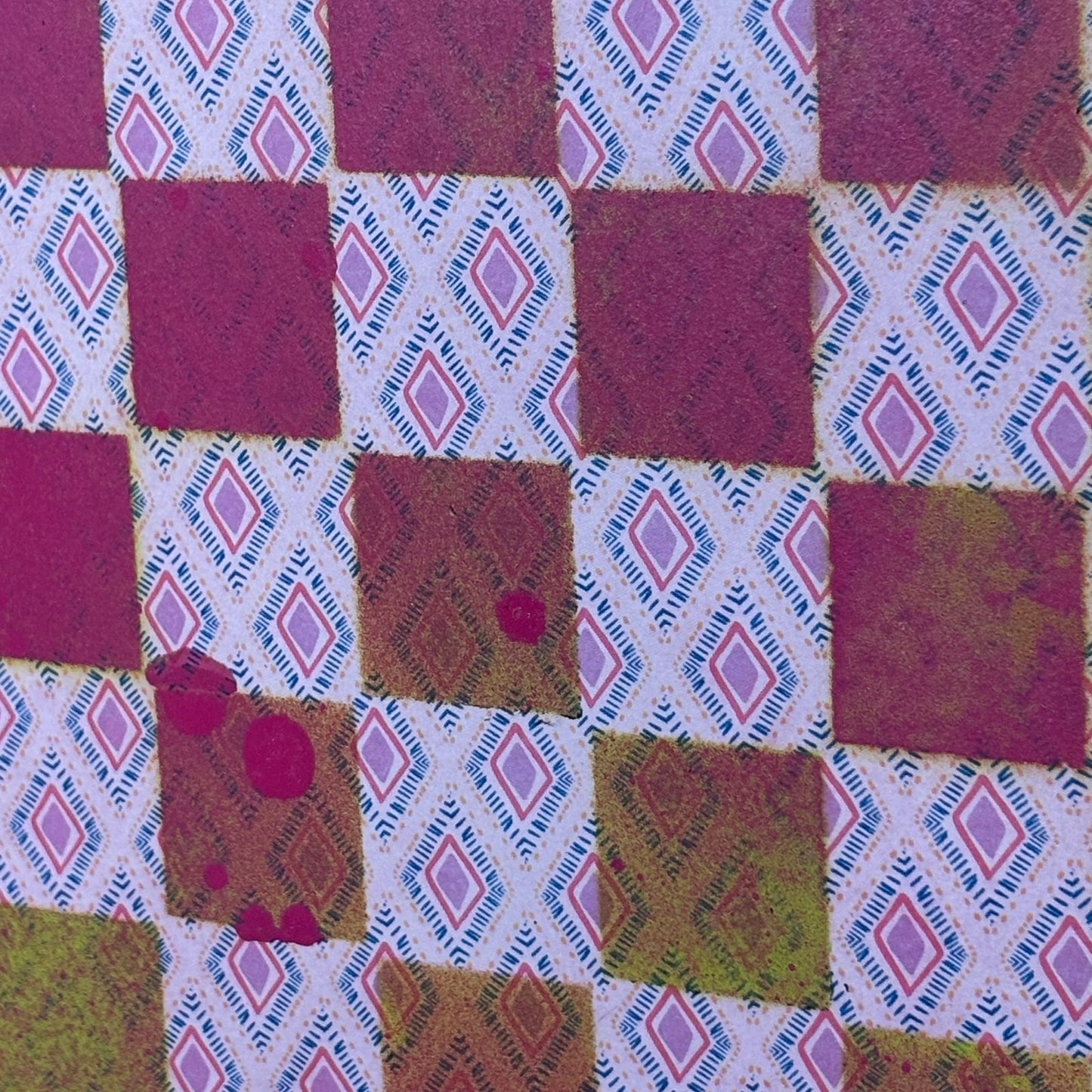 Pink & Green Mesh - Scrapbook Chess Board