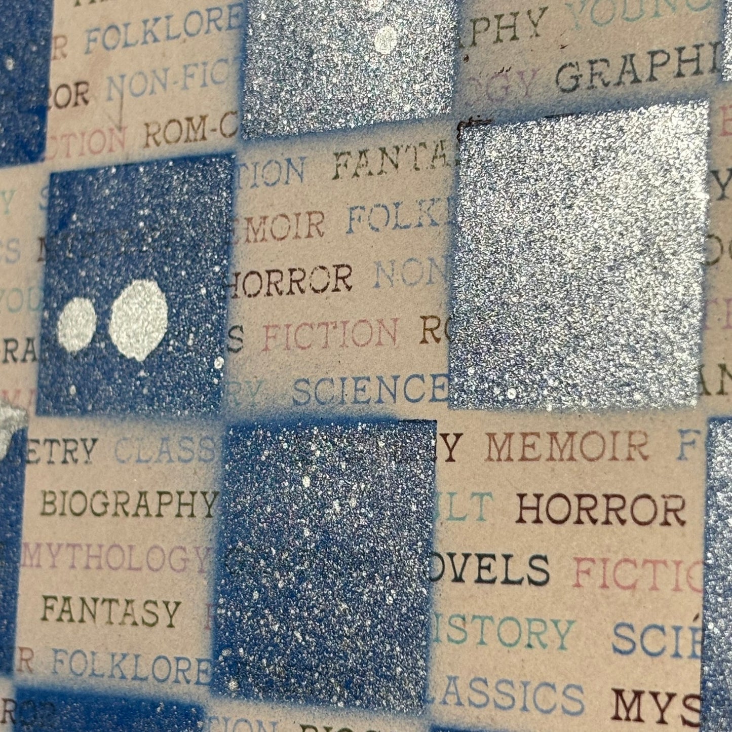 Worded Blue & White - Scrapbook Chess Board