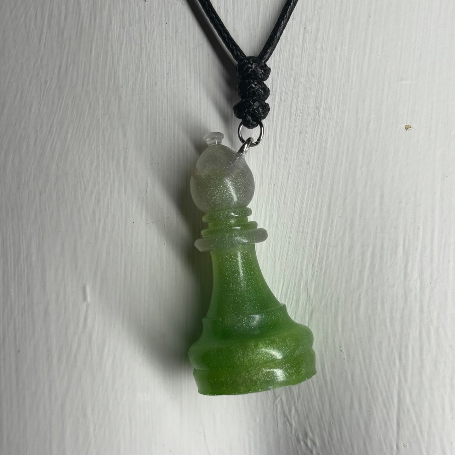 Sublime Green Bishop- Handmade Resin Chess Necklace