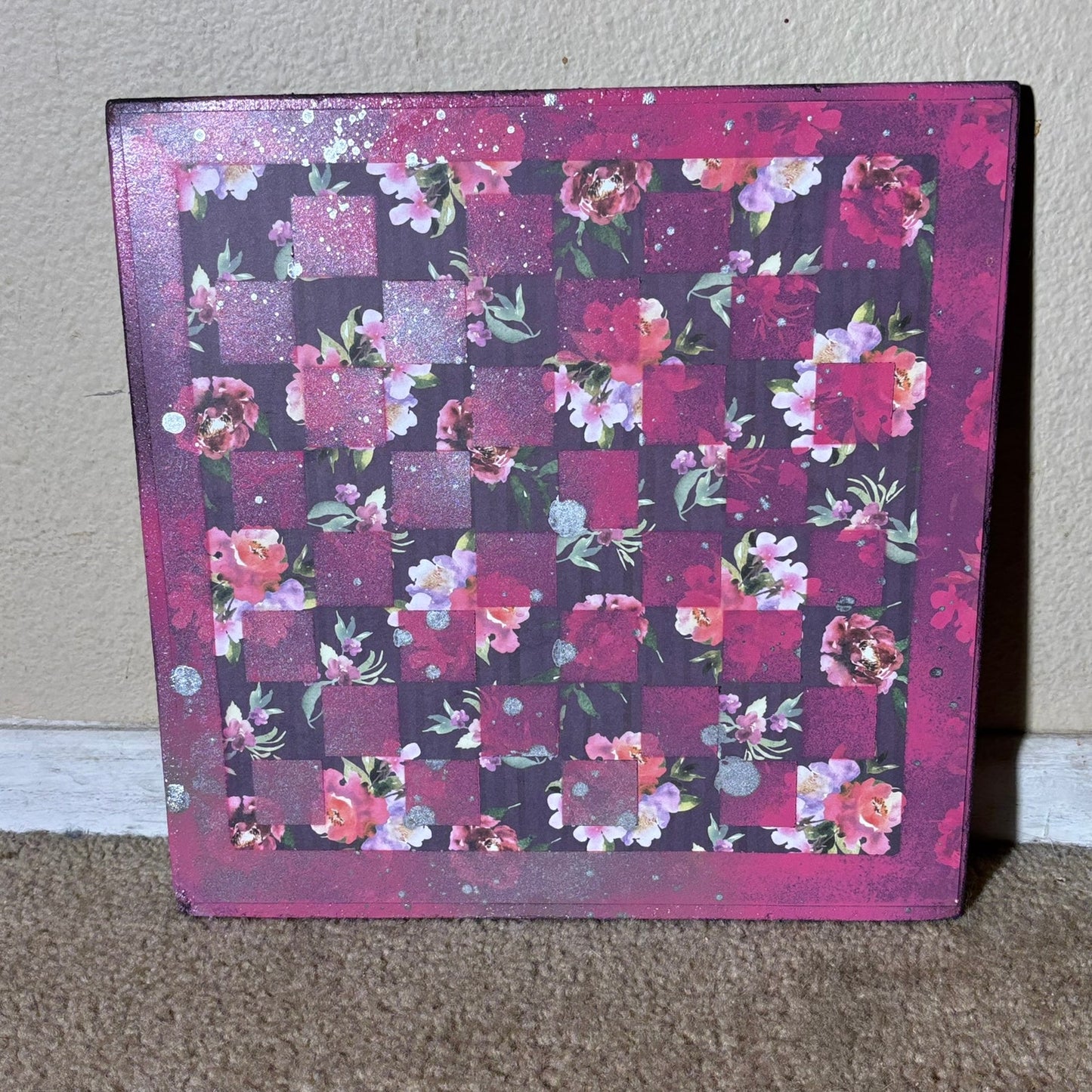 Vintage Purple Flower - Scrapbook Chess Board