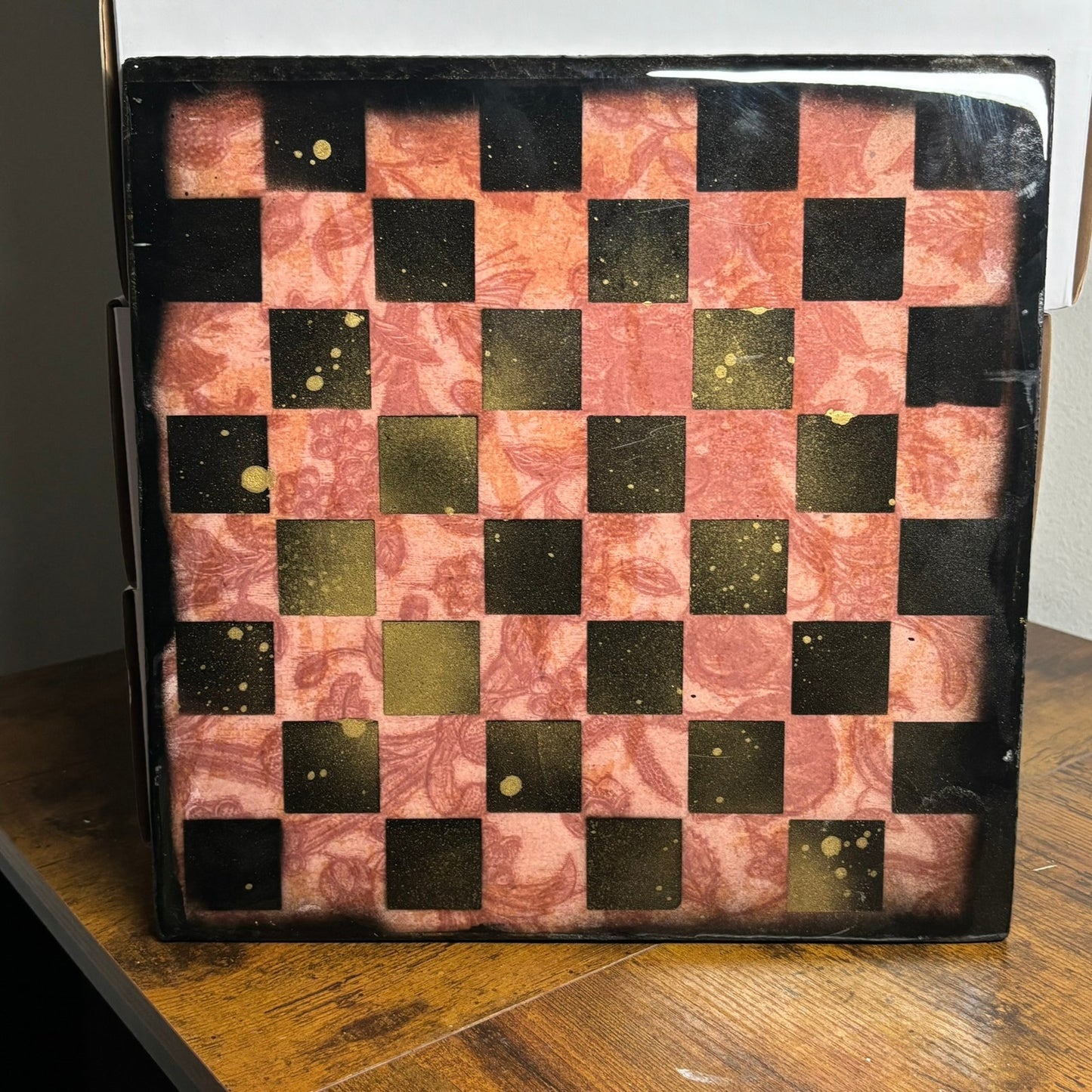 Vintage Mystic Flower - Resin Coated Chess Board