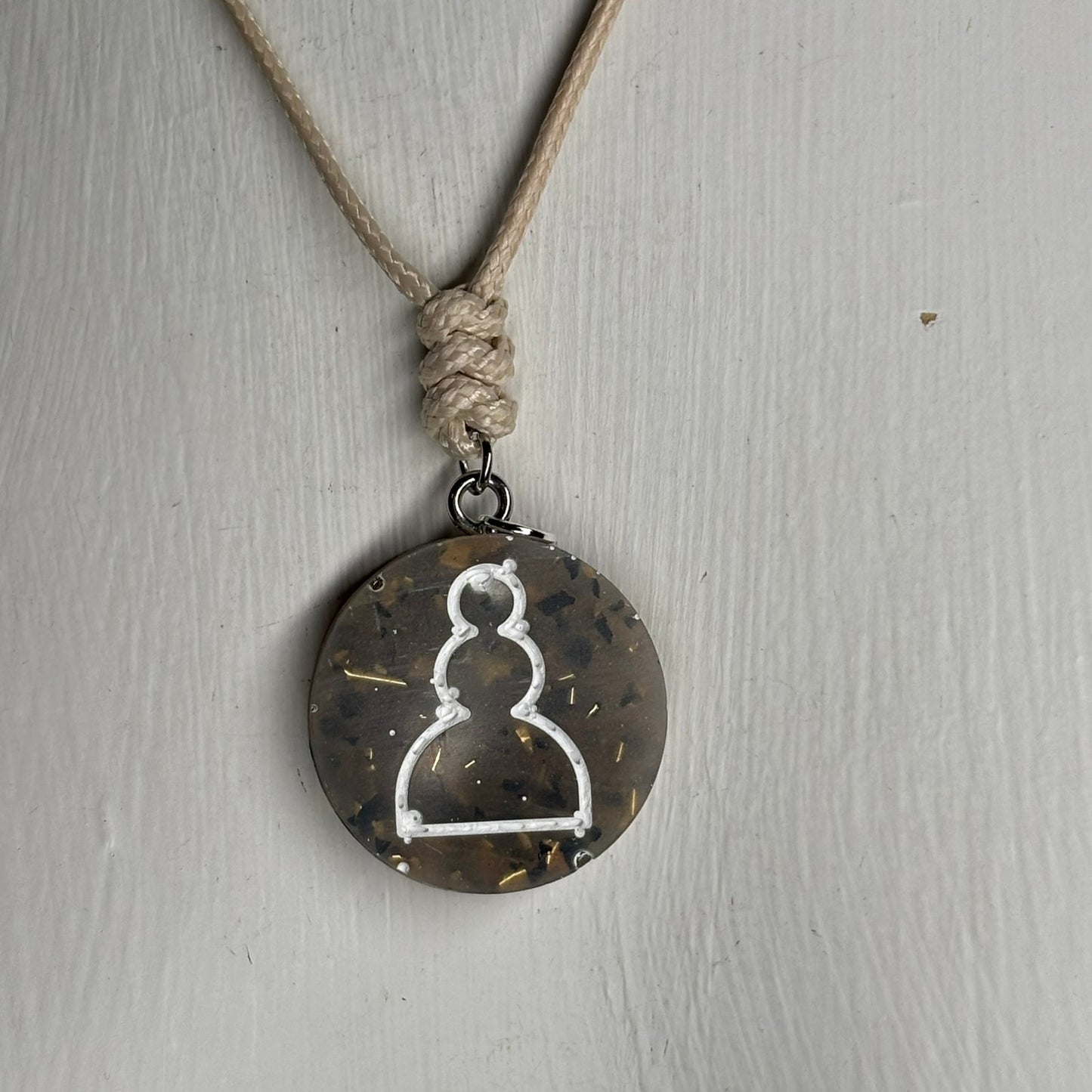 Vintage Crystal Pawn - Handmade Resin Chess Necklace