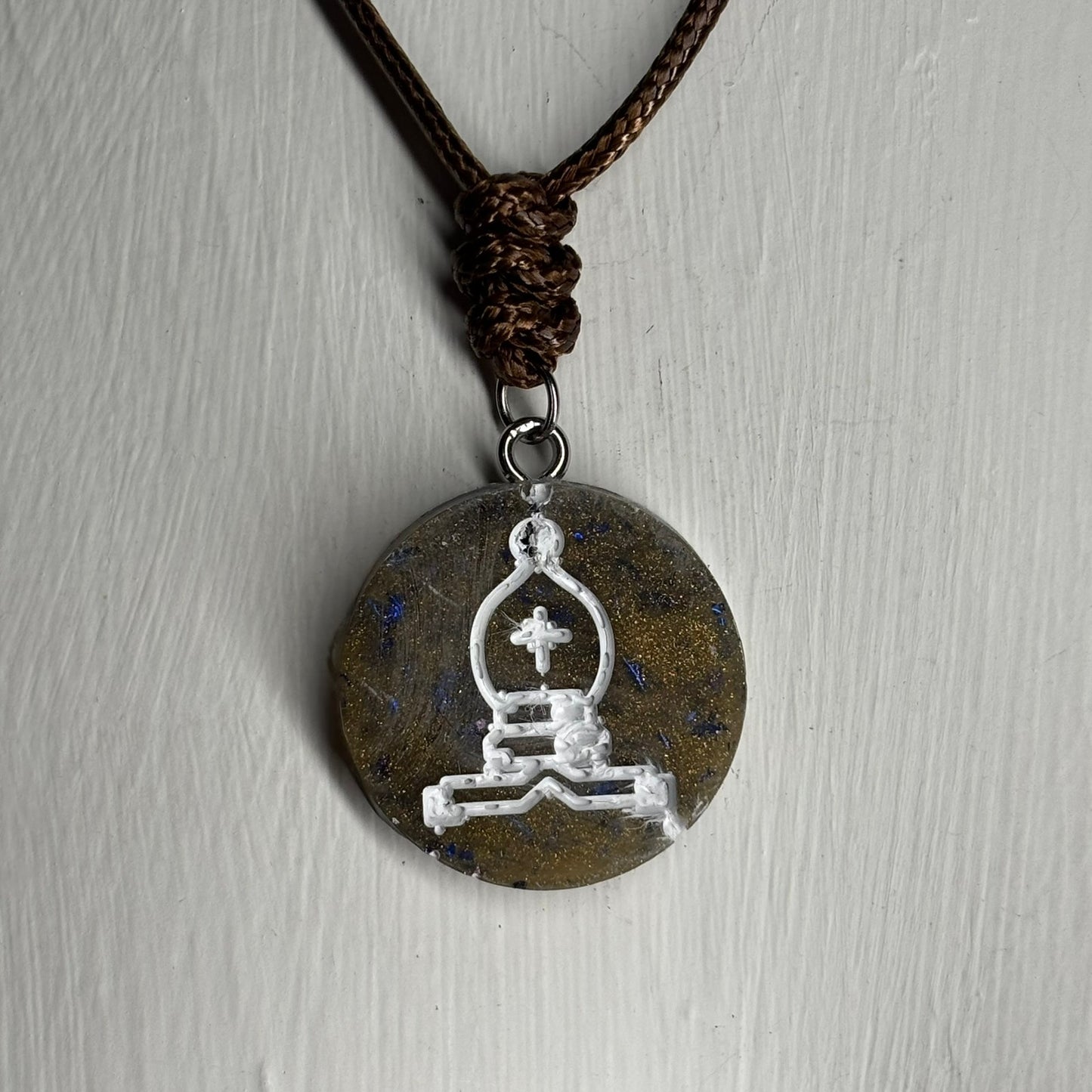 Royal Brown Bishop - Handmade Resin Chess Necklace