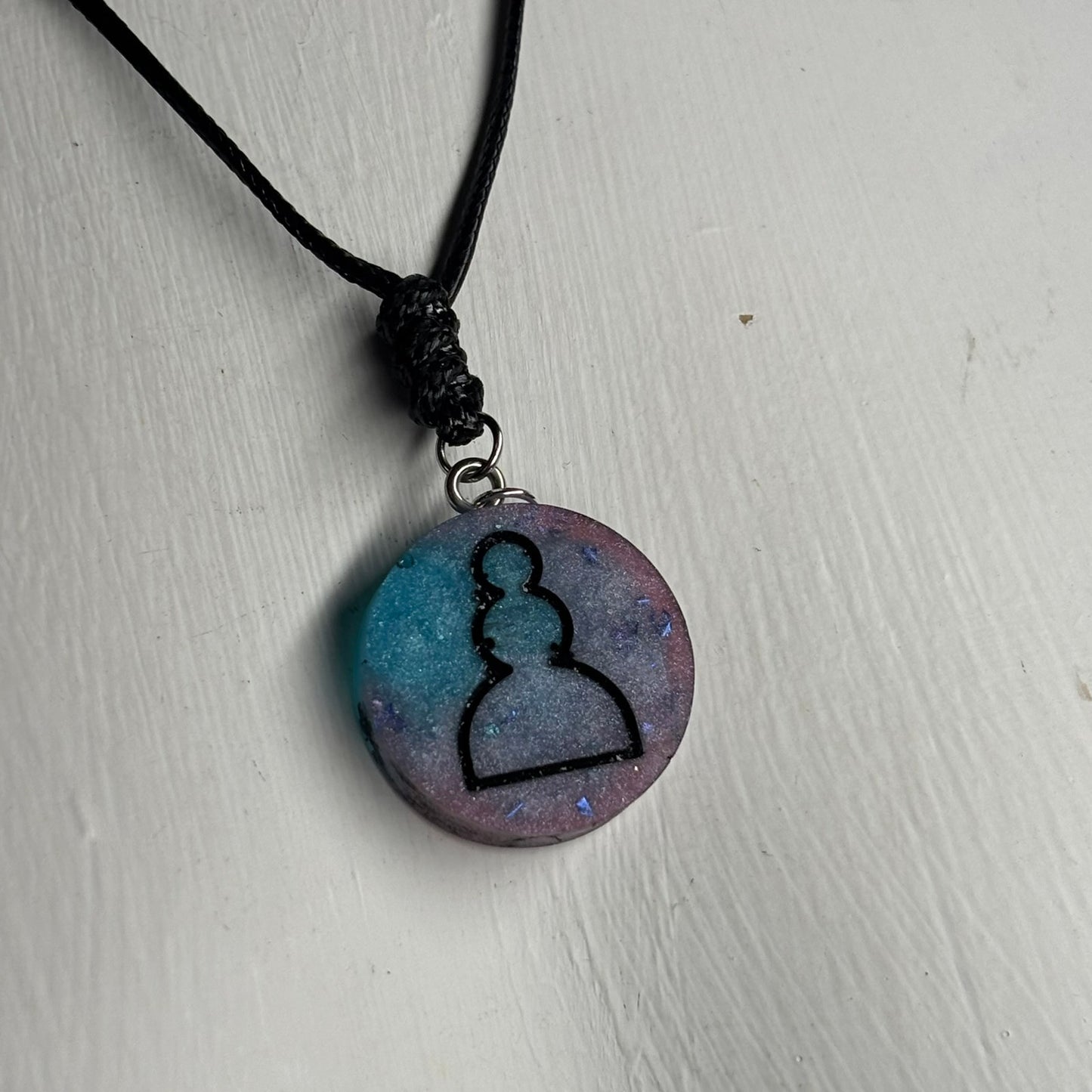 Space Purple/Blue Pawn - Handmade Resin Chess Necklace