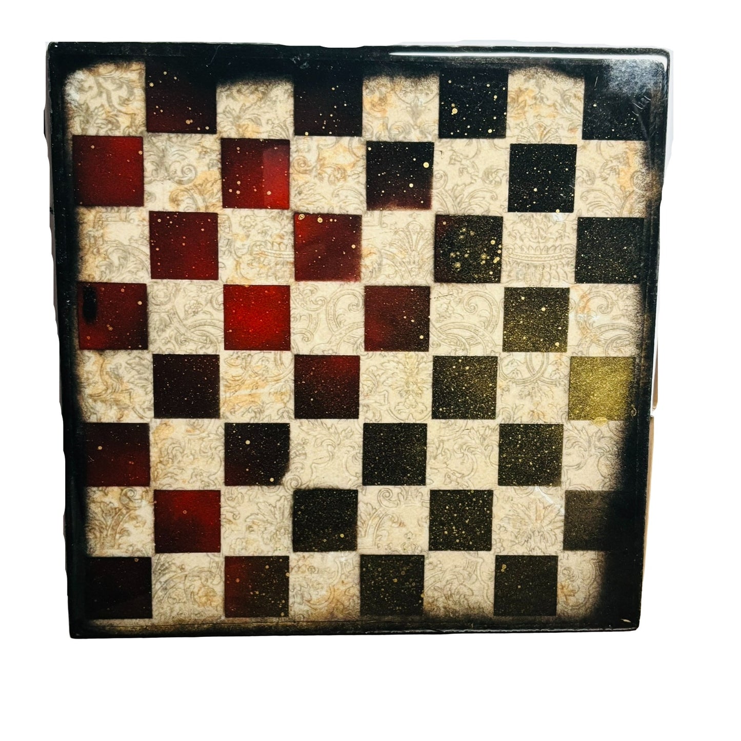 Black & Red Vintage - Resin Coated Chess Board