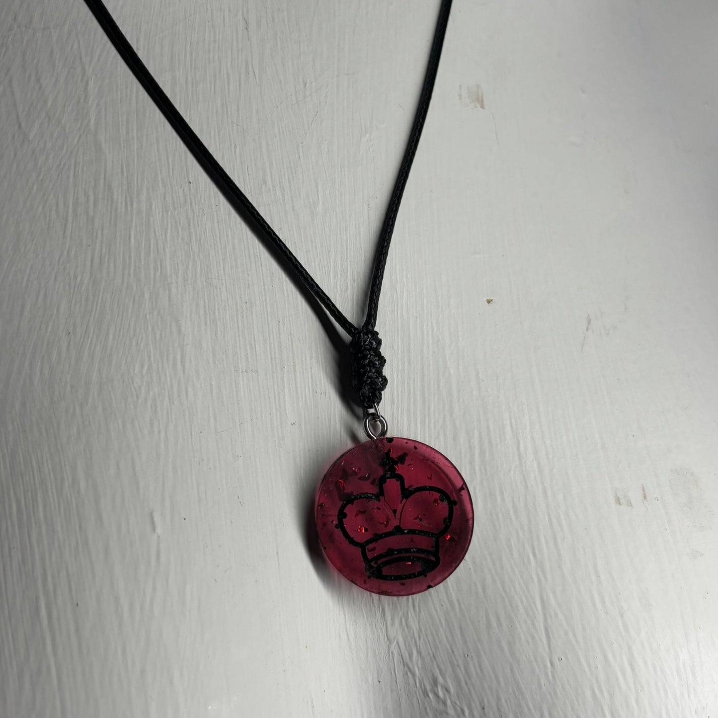 Dark Void Red King - Handmade Resin Chess Necklace