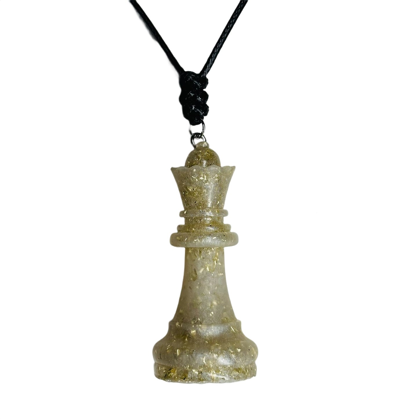 White Crystal Queen - Handmade Resin Chess Necklace