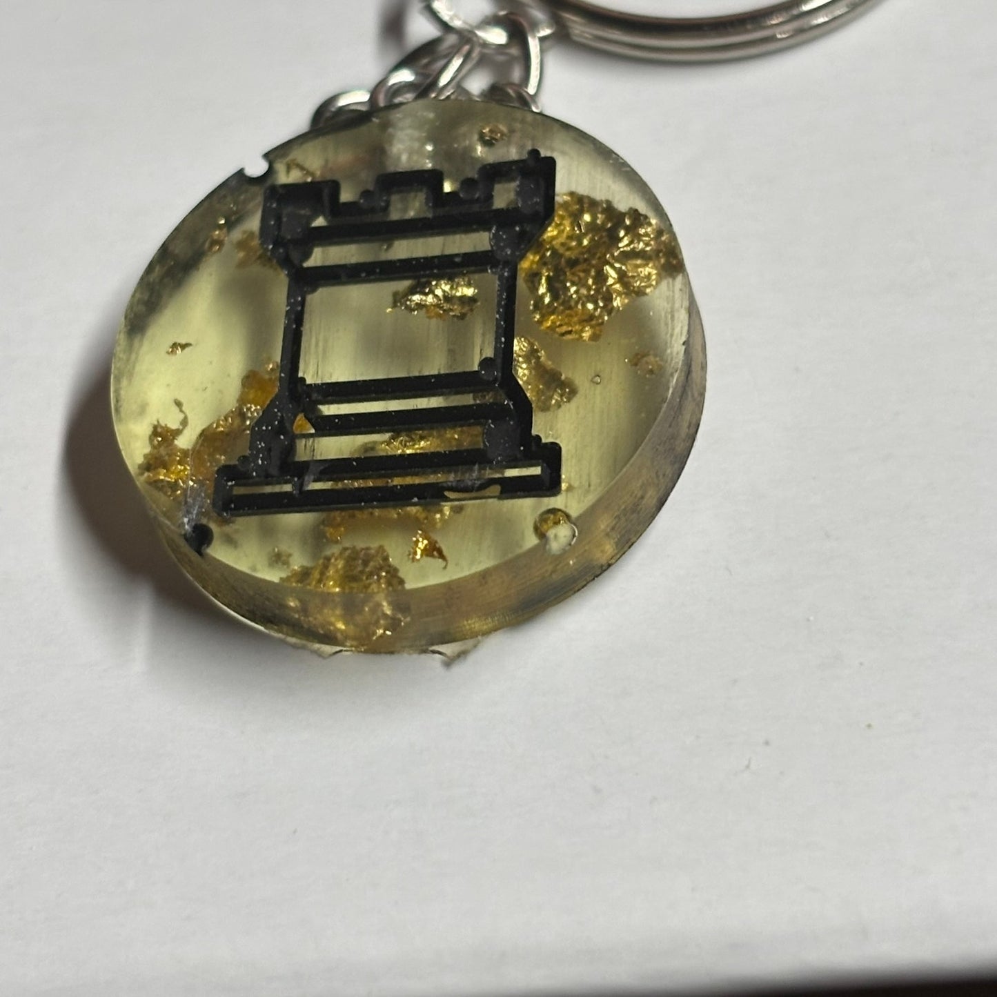 The Rook's Golden Particles - Handmade Resin Keychain - Flat Edition