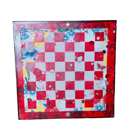 Red Butterflies - Scrapbook Chess Board