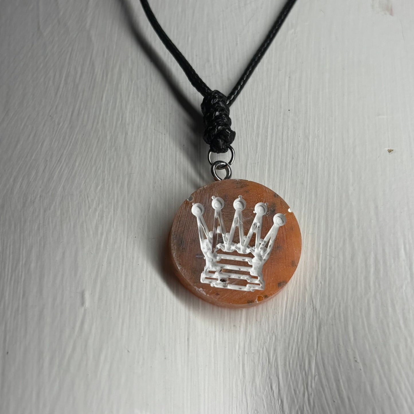 Orange Crystal Queen - Handmade Resin Chess Necklace