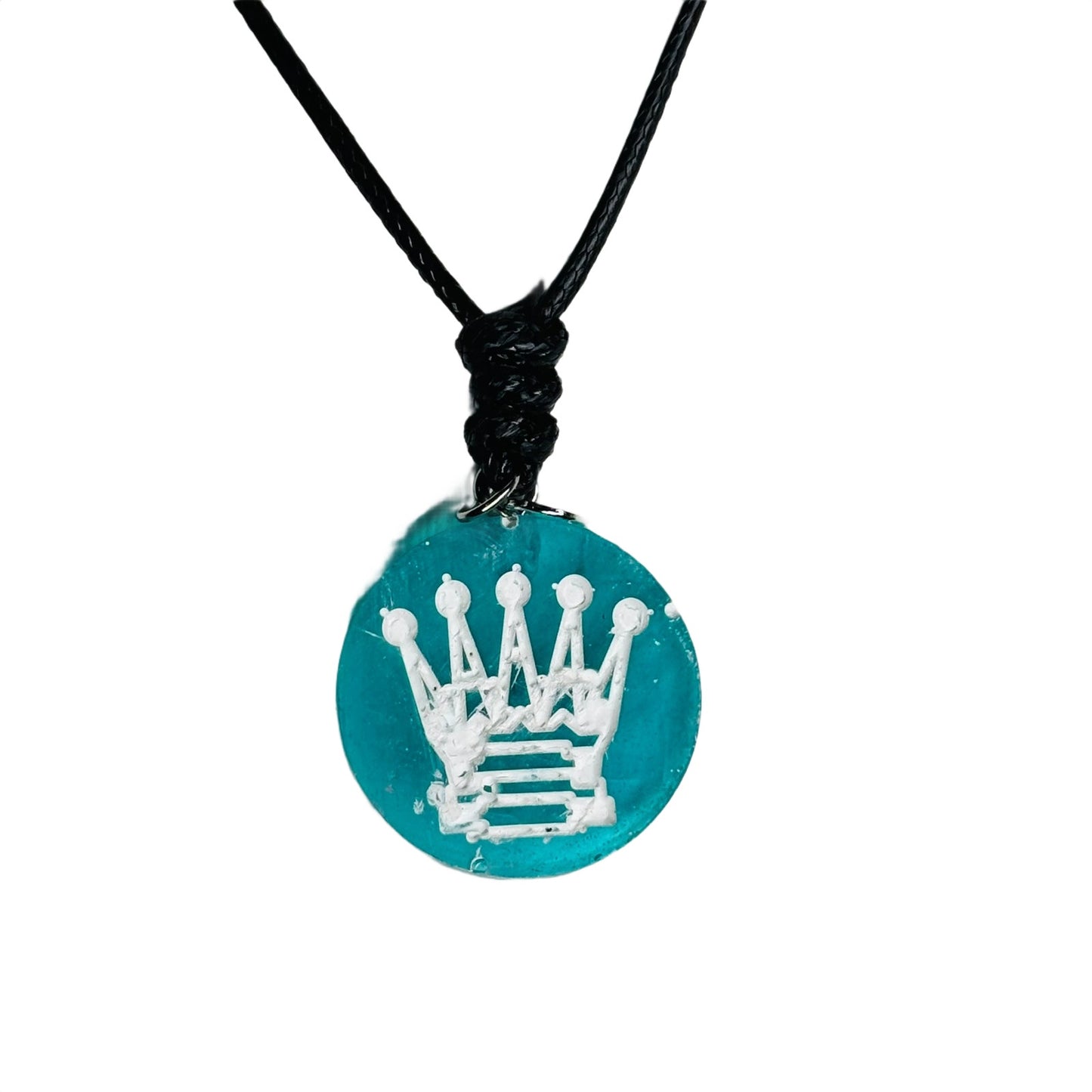 Aqua Green Queen - Handmade Resin Chess Necklace