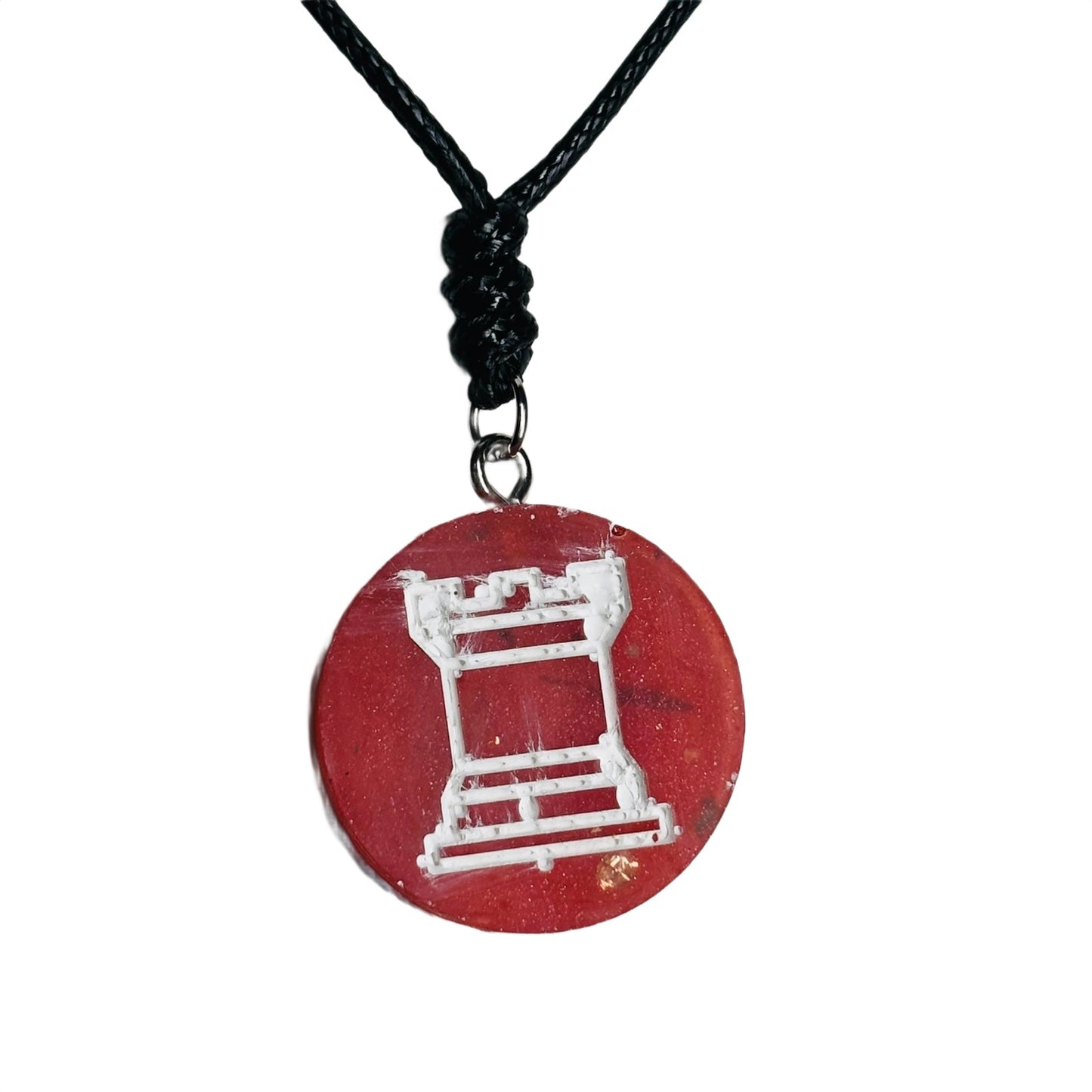 Red Pop Rook - Handmade Resin Chess Necklace