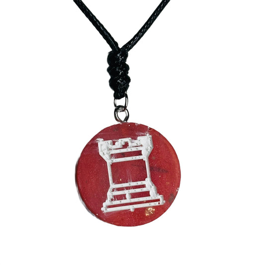Red Pop Rook - Handmade Resin Chess Necklace