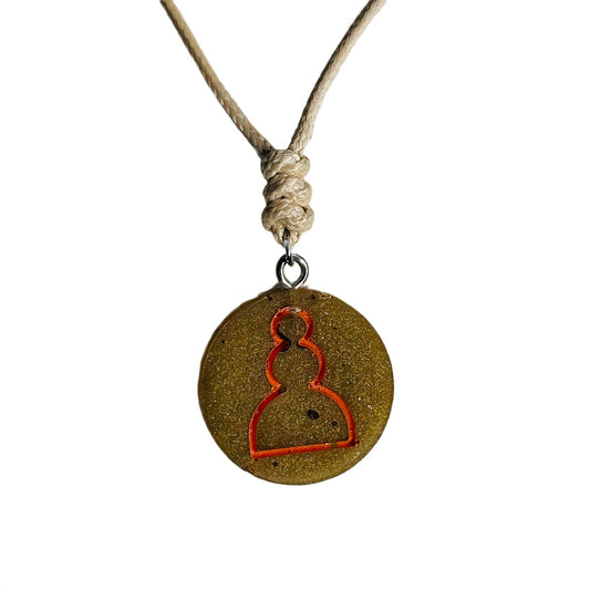 Yellow Cream Pawn - Handmade Resin Chess Necklace