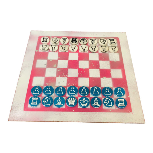 Pink & White - Painted Chess Set