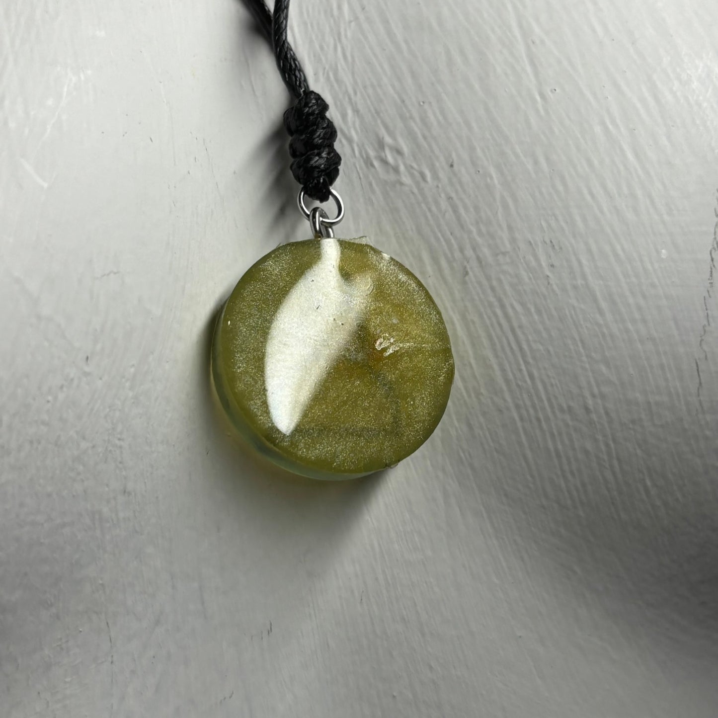 Yellow/Green Swirl Pawn - Handmade Resin Chess Necklace