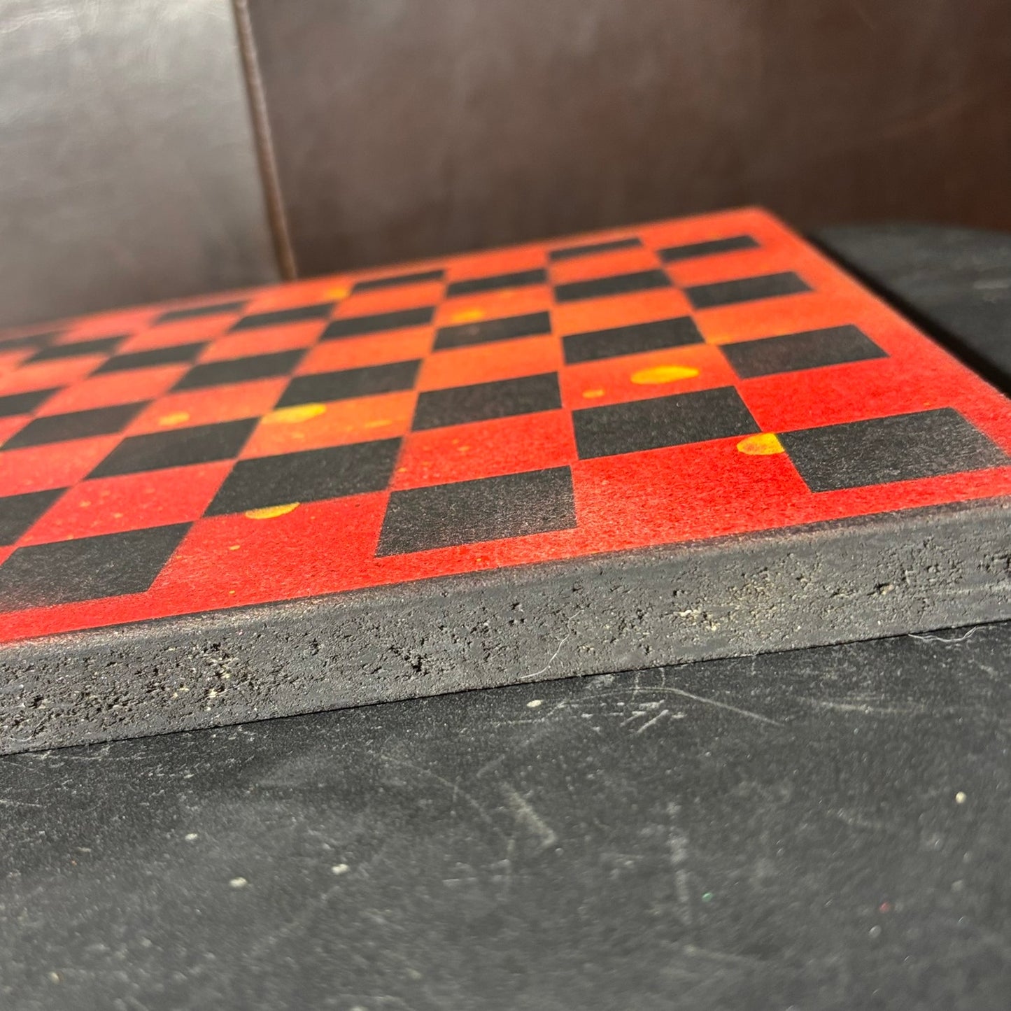 Black & Red - Painted Chess Board