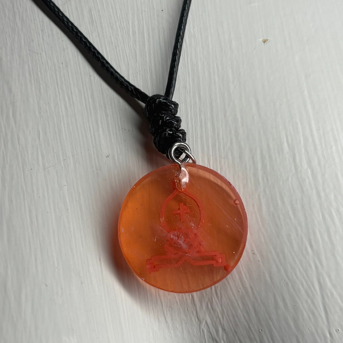 Pink Vintage Bishop - Handmade Resin Chess Necklace