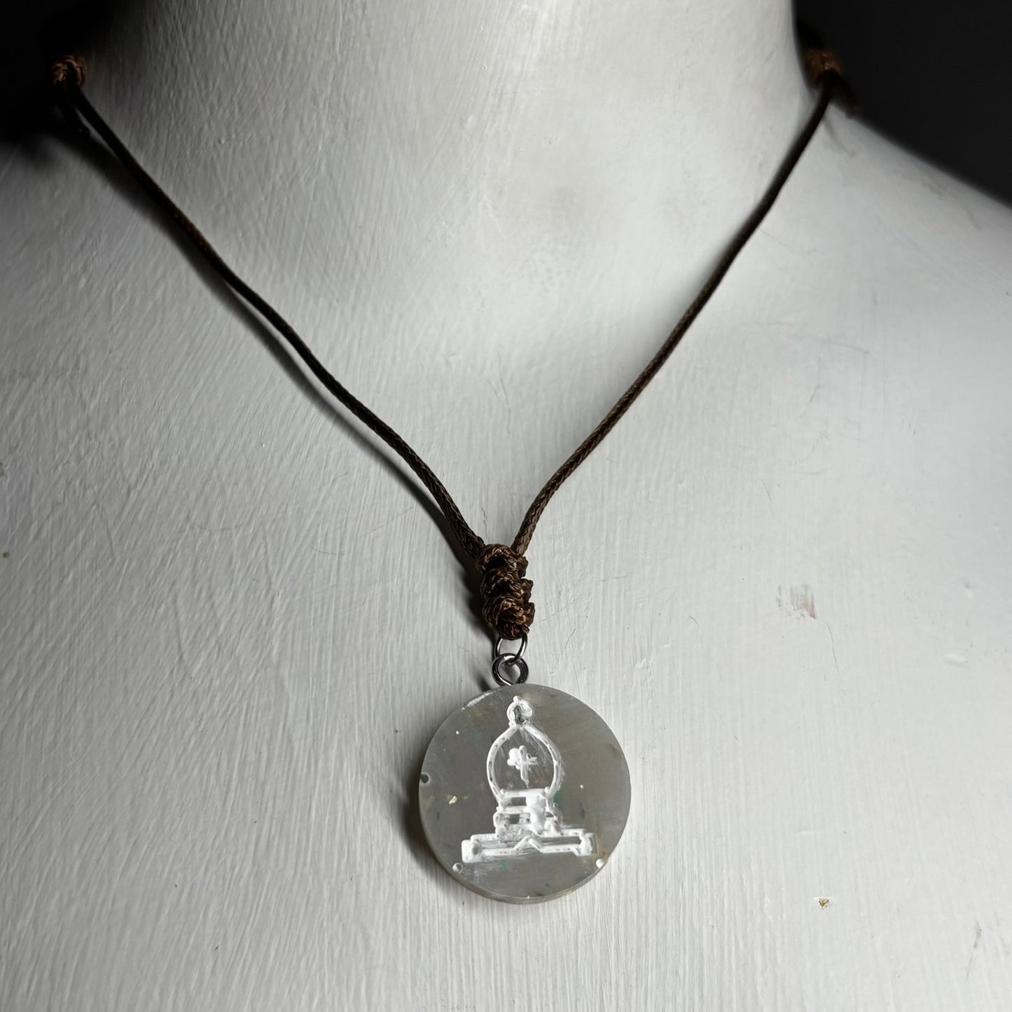 Crystal White Bishop - Handmade Resin Chess Necklace