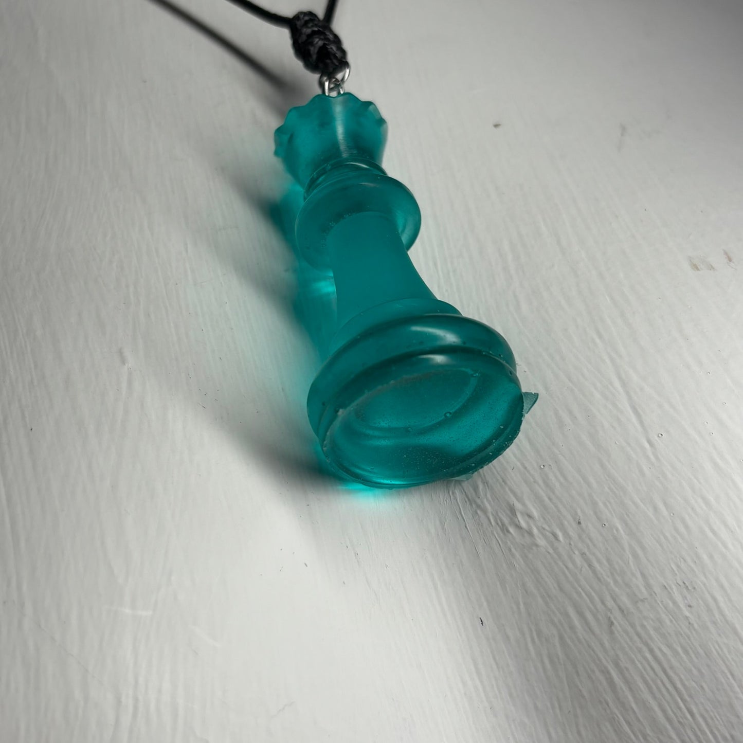 Aqua Green Queen - Handmade Resin Chess Necklace