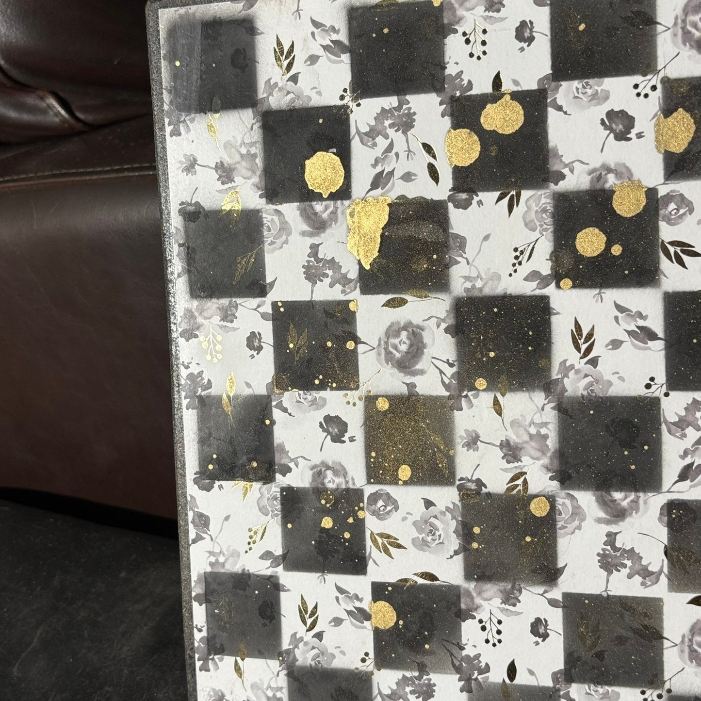 Black & White Golden Drip - Scrapbook Chess Board