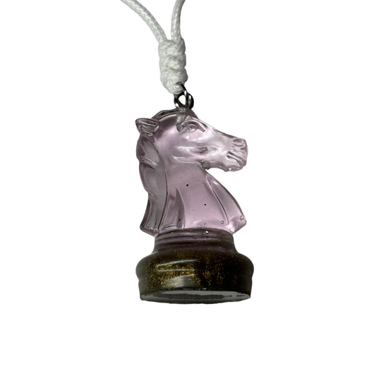Quality Pink Knight - Handmade Resin Chess Necklace