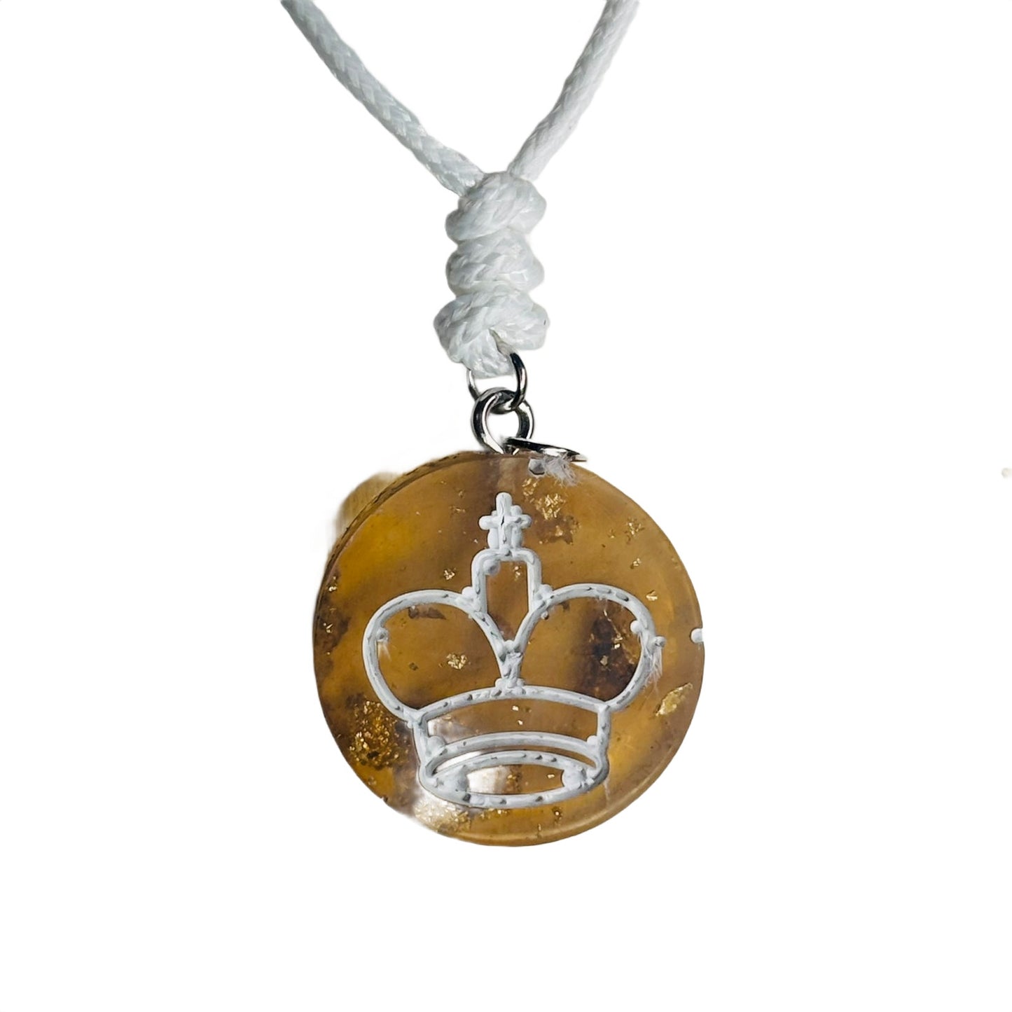 Yellow Amber King - Handmade Resin Chess Necklace