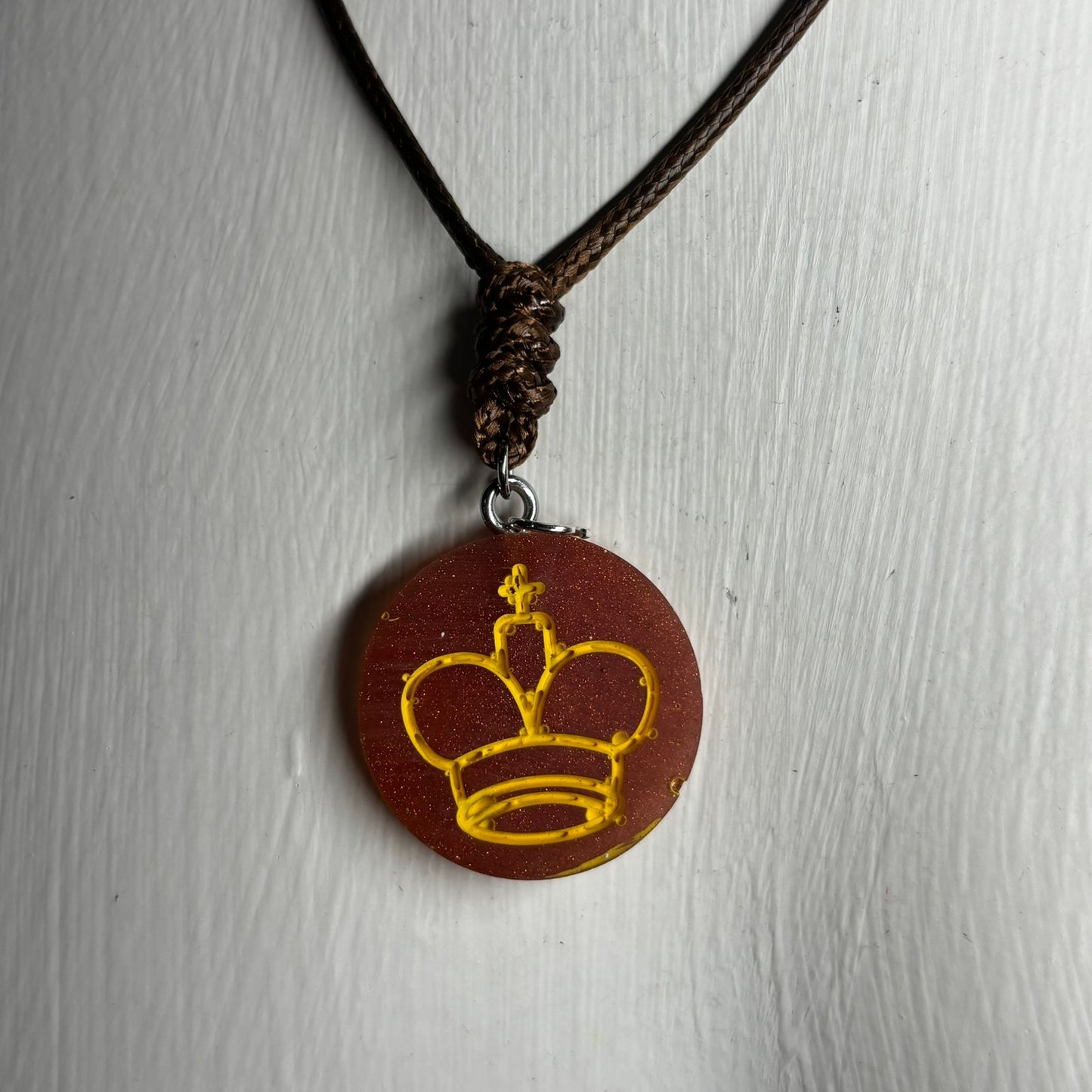 Burgundy Red King - Handmade Resin Chess Necklace