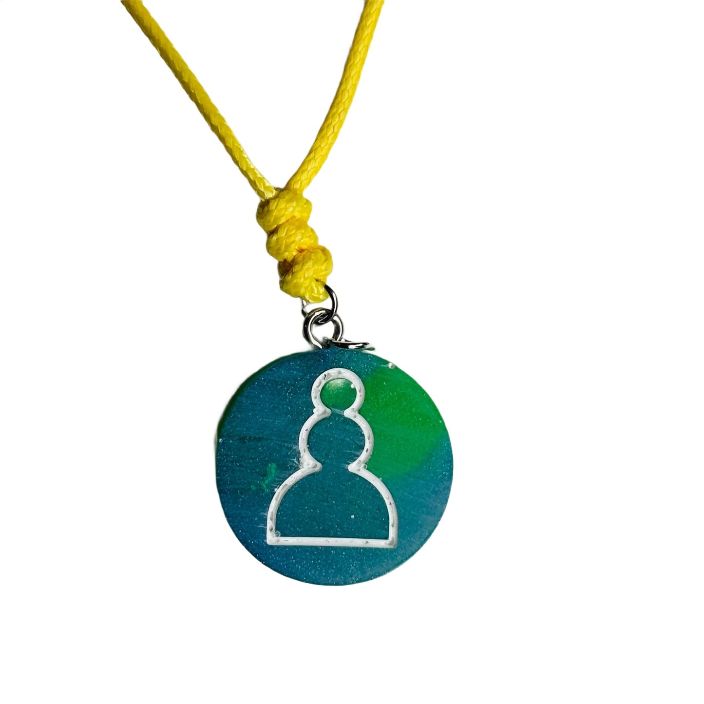 Simple Green Pawn - Handmade Resin Chess Necklace