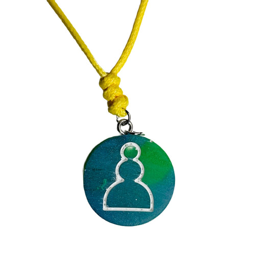 Simple Green Pawn - Handmade Resin Chess Necklace