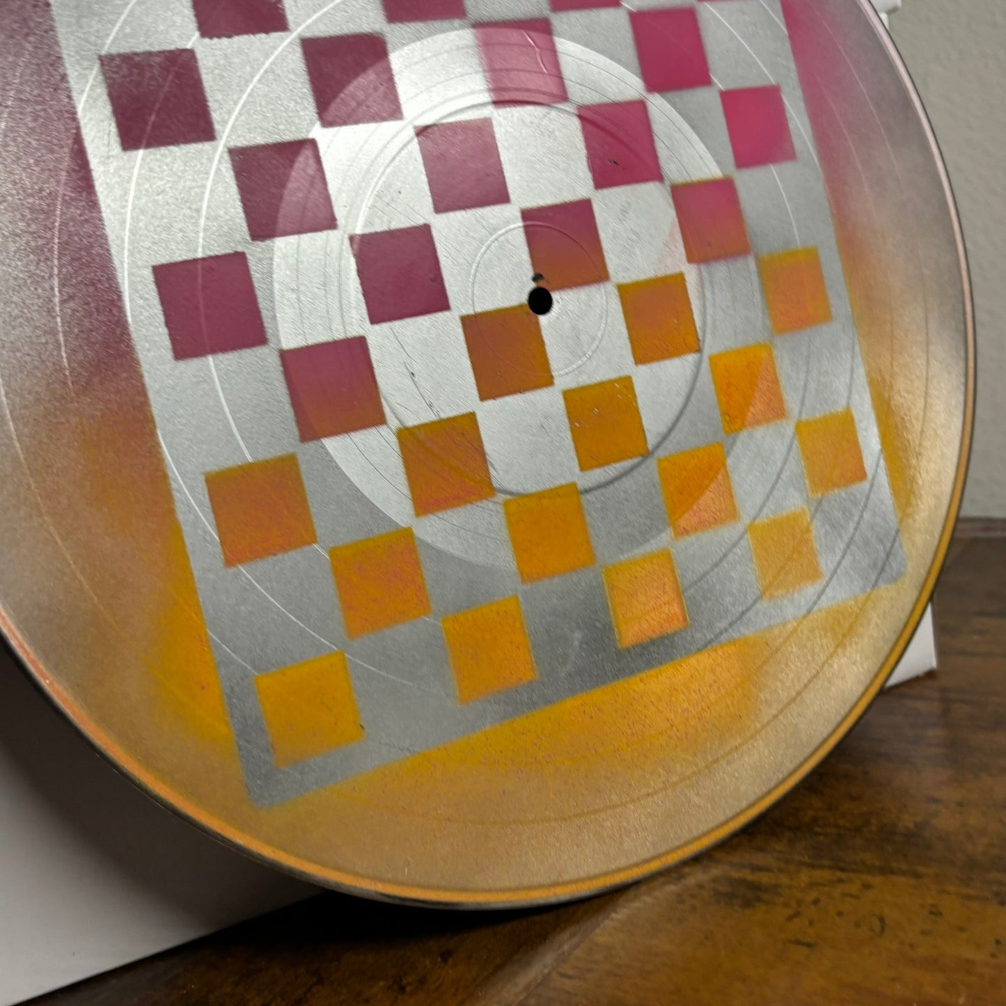 Pink Yellow Chrome - Vinyl Chess Board