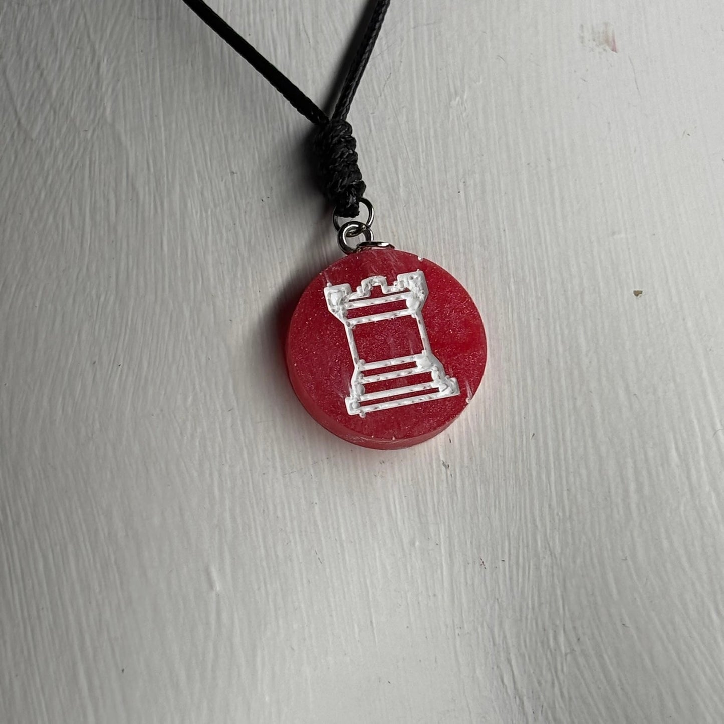 Red Rook - Handmade Resin Chess Necklace
