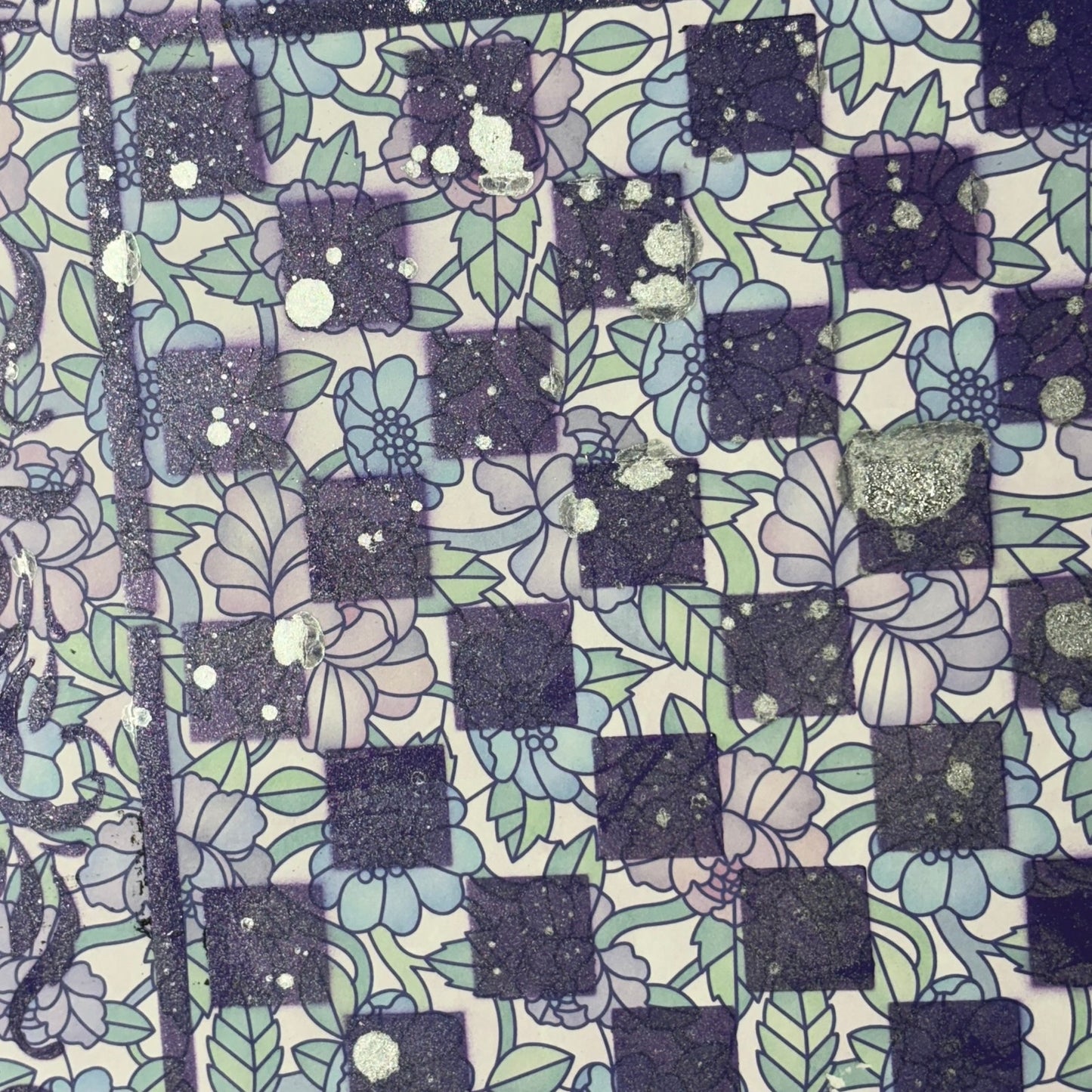 Vintage Purple Flowers - Scrapbook Chess Board
