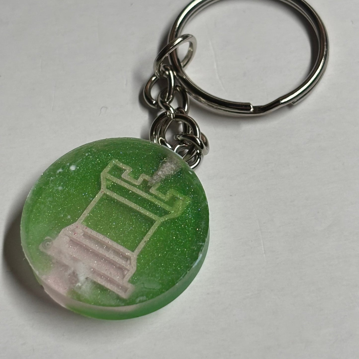 Green Rook - Handmade Resin Keychain - Flat Edition