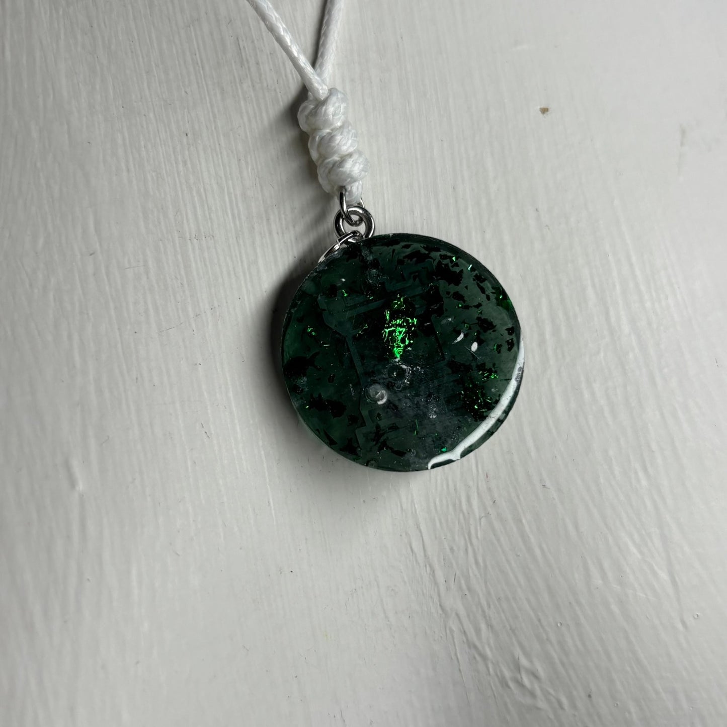 Crystal Green Rook - Handmade Resin Chess Necklace