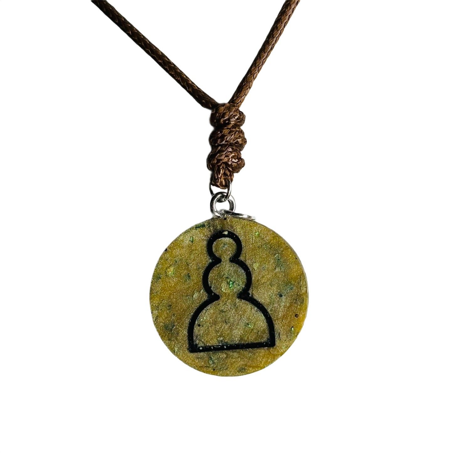 Brown Classic Pawn - Handmade Resin Chess Necklace