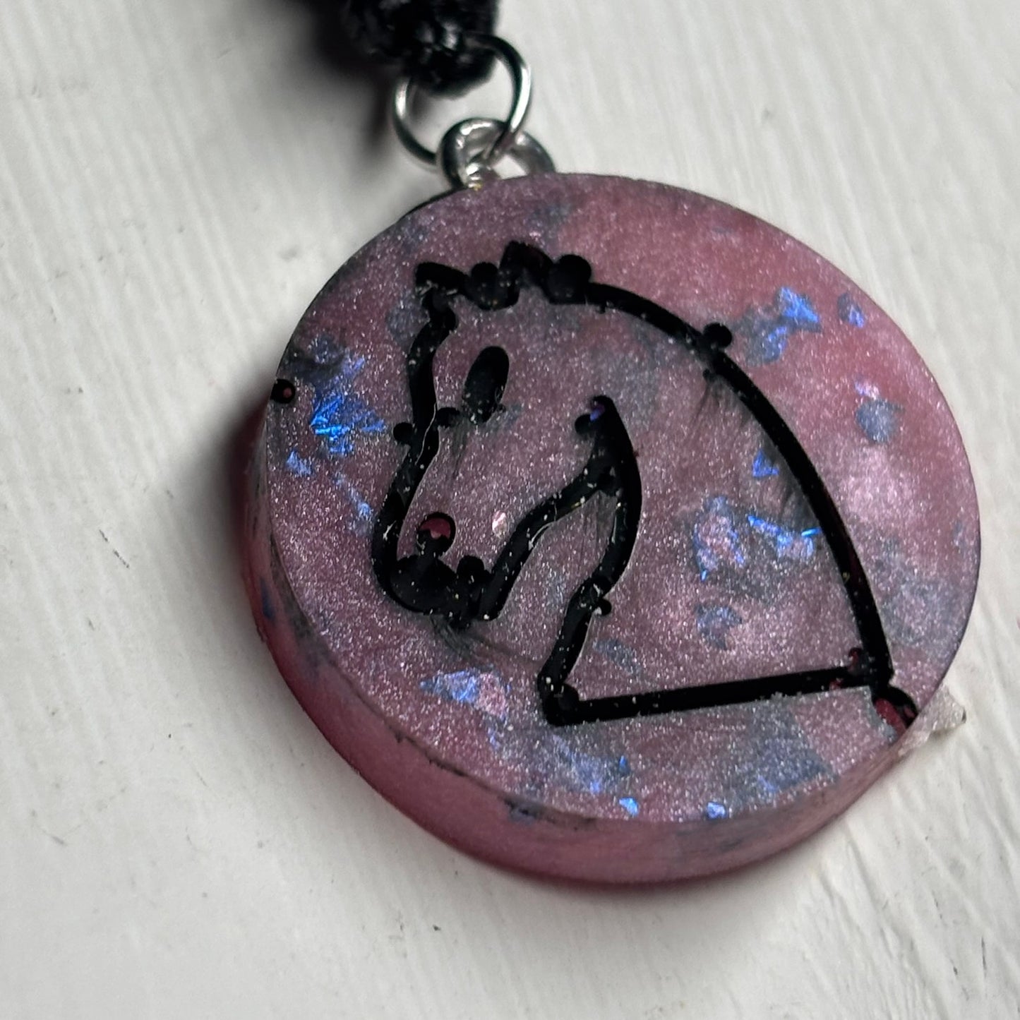 Crystal Purple Knight - Handmade Resin Chess Necklace