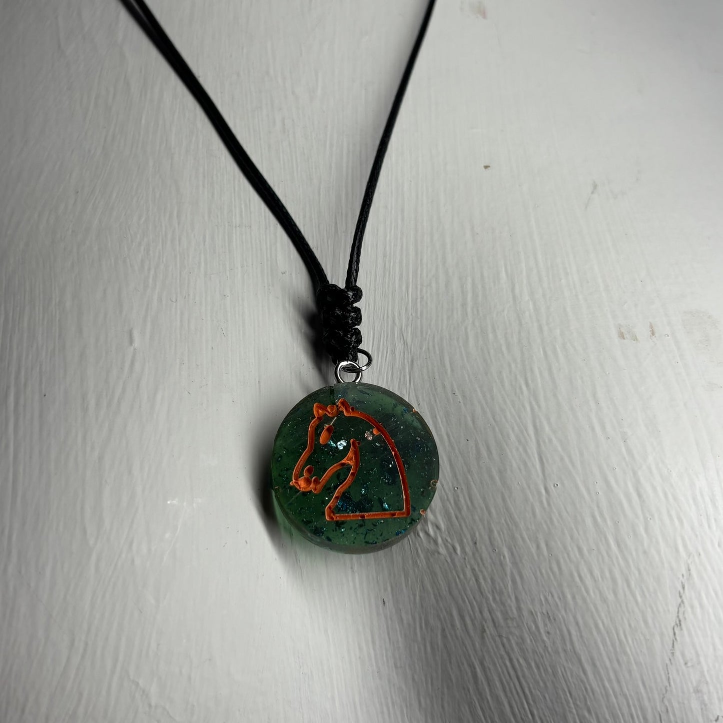 Green Forest Knight - Handmade Resin Chess Necklace